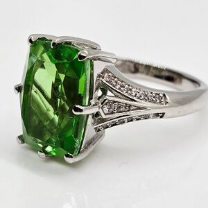 Chartreuse Quartz, White Zircon Verdant Grace Ring In Platinum Bond